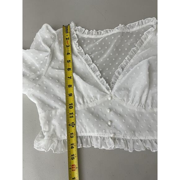 Coquette Victorian Milkmaid Y2K Romance Crop Top L Fairy Whimsical Dainty Ballet - Picture 13 of 16